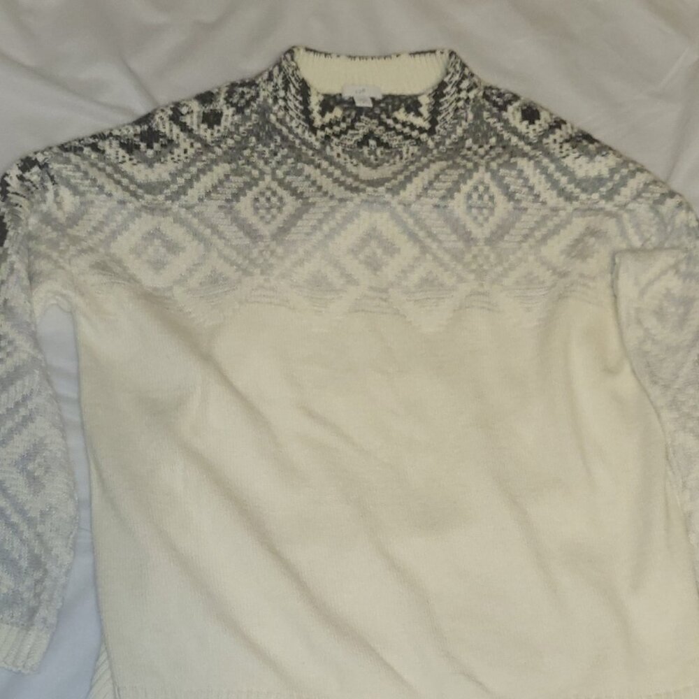 J Jill Sweater Cotton Blend Sz M Cabincore Preppy Quiet Luxury Geometric Artsy